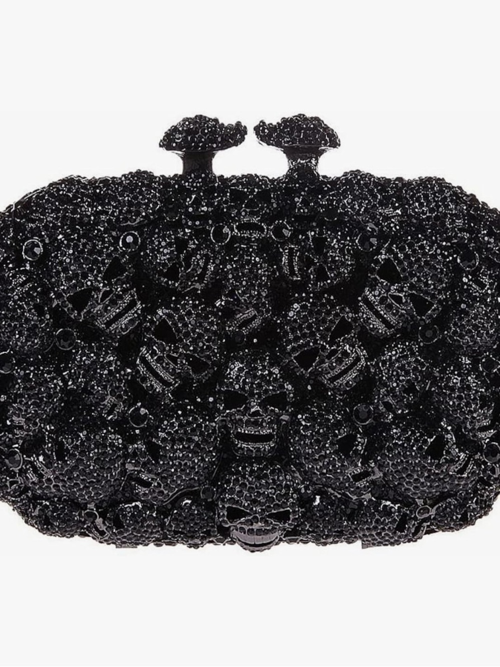 NEW Sparkling Bling Crystal Rhinestone Skull Clutch Purse Silver Gold +F…